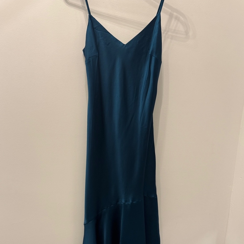 Steve Madden Teal Slip Midi Dress with Spaghetti Straps